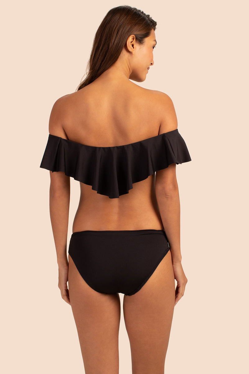 MONACO SOLIDS OFF THE SHOULDER RUFFLE TOP in BLACK additional image 8
