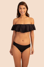 MONACO SOLIDS OFF THE SHOULDER RUFFLE TOP in BLACK additional image 7
