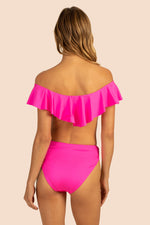 MONACO SOLIDS OFF THE SHOULDER RUFFLE TOP in PINK POP PINK additional image 5