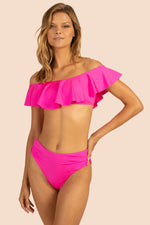 MONACO SOLIDS OFF THE SHOULDER RUFFLE TOP in PINK POP PINK additional image 6