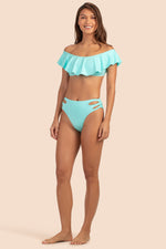 MONACO SOLIDS OFF THE SHOULDER RUFFLE TOP in SKY additional image 2