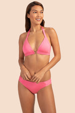 MONACO SOLIDS HALTER SWIM TOP in GERANIUM PINK