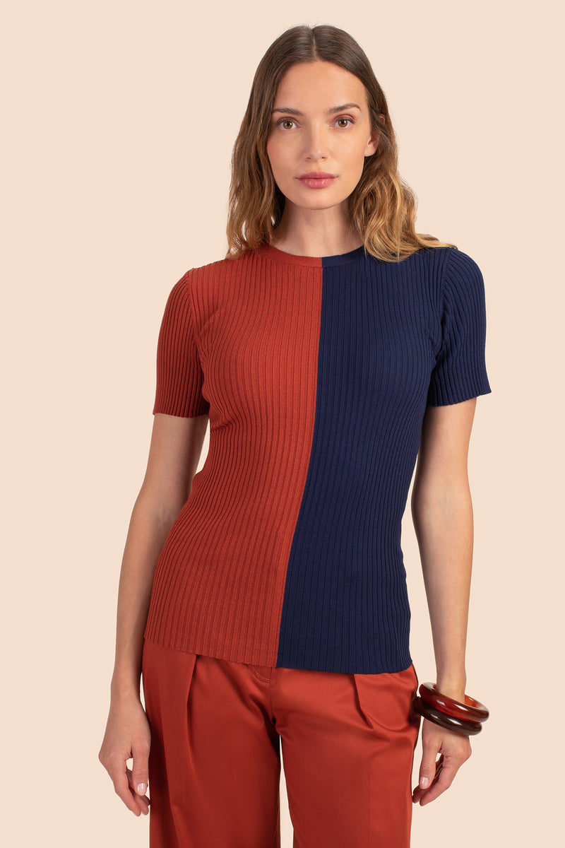 VIVIKA 1 CREWNECK SWEATER in CINNAMON/INDIGO additional image 1