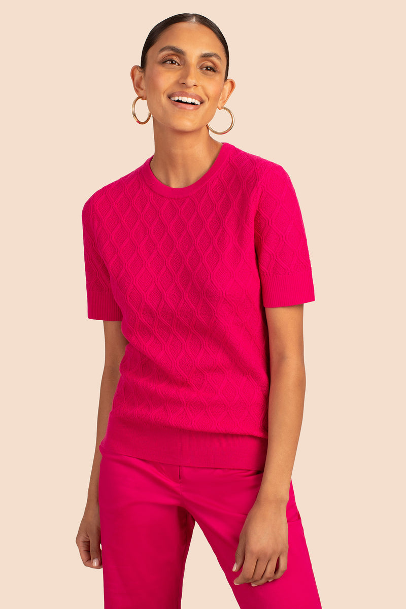 CORINE  SHORT SLEEVE PULLOVER in PINK PEPPERCORN