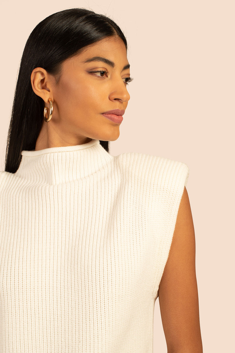 JUDSON SLEEVELESS SWEATER in PARCHMENT WHITE additional image 8