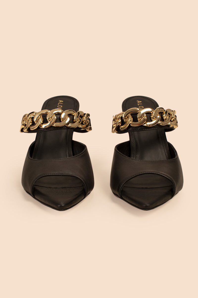 ALOHAS DAISY HEEL MULE WITH CHAIN in BLACK additional image 1