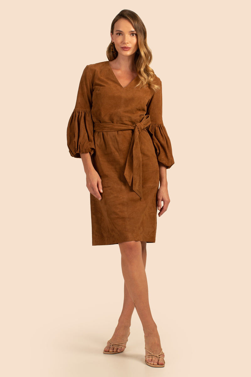 PRIYA DRESS in COGNAC BROWN