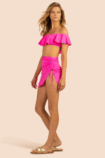 MONACO SOLIDS CINCH MINI SKIRT SWIM COVER-UP in PINK POP PINK additional image 4