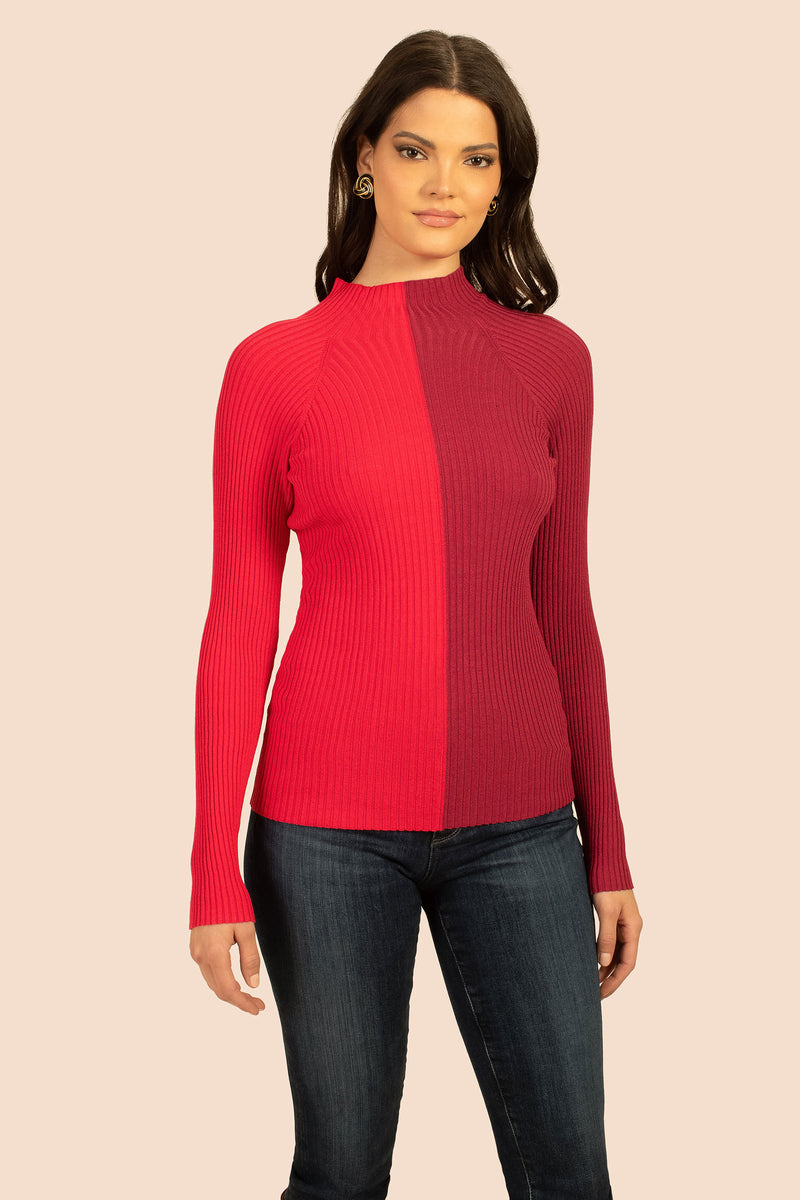 Women's Sweaters | Seema Two-Toned Long-Sleeve Sweater | Trina Turk