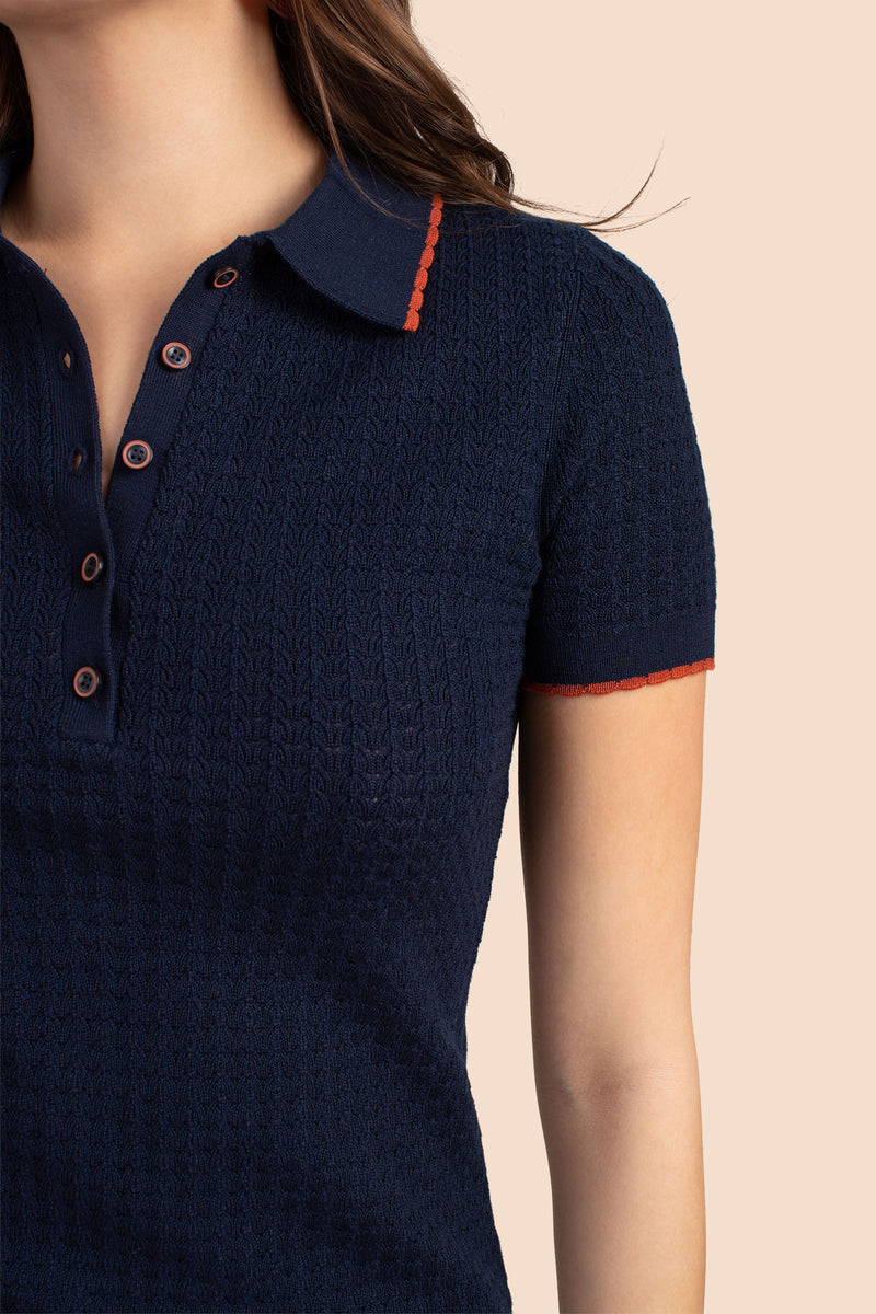 MILAN SHORT SLEEVE POLO in INDIGO/CINNAMON additional image 2