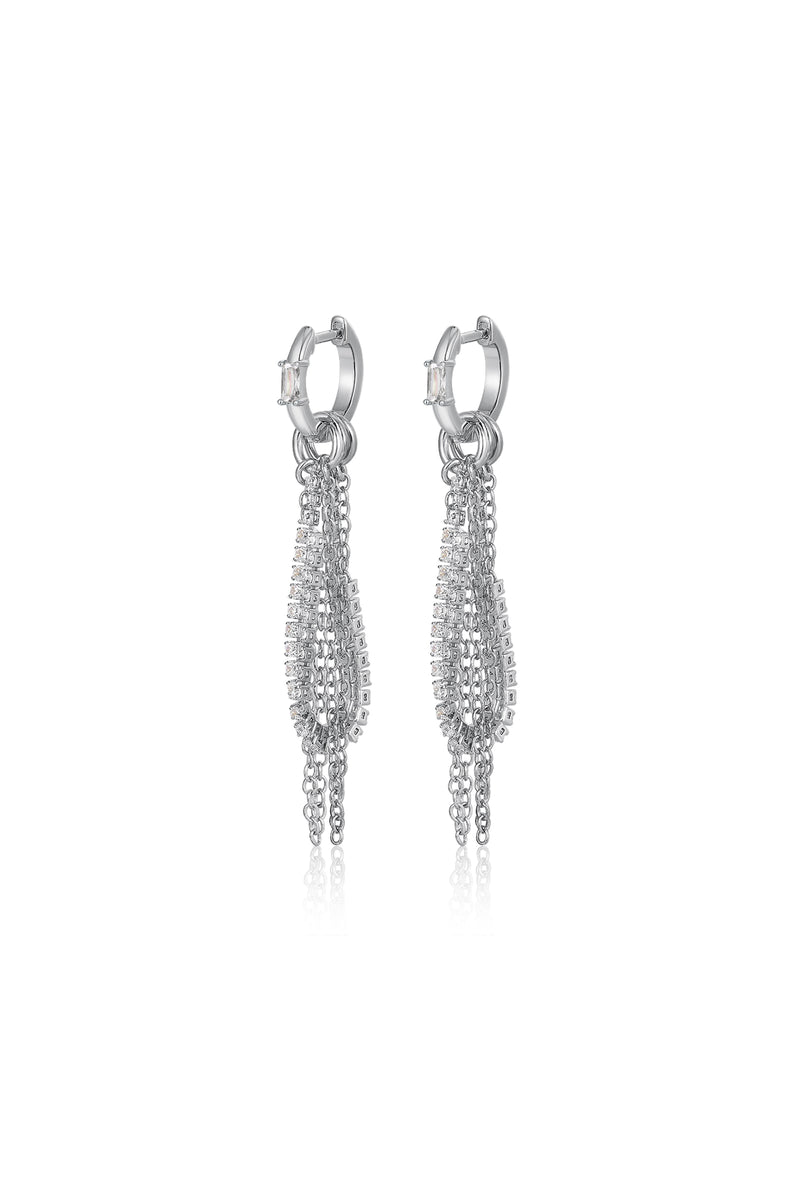 LUV AJ ROSSI CHAIN HUGGIE EARRING in SILVER GREY