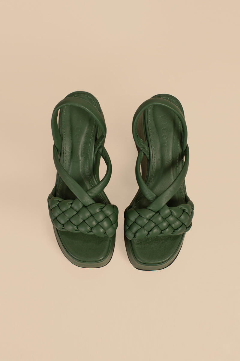 PATRIKA QUILTED PLATFORM SANDAL in PESTO additional image 1