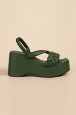 PATRIKA QUILTED PLATFORM SANDAL in PESTO