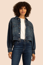 AG PLEATED MIRAH DENIM JACKET in INDIGO