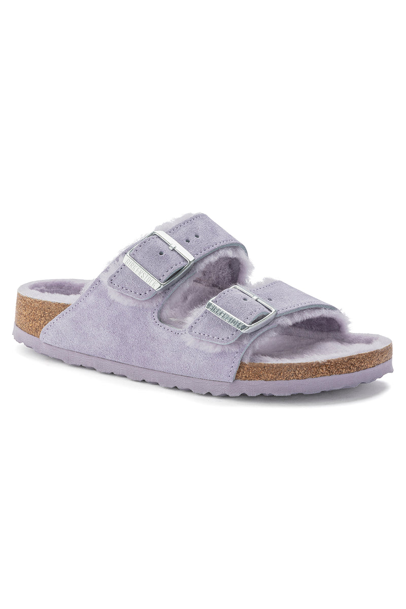 WOMEN'S ARIZONA SHEARLING PURPLE SUEDE SANDAL in PURPLE