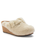 WOMEN'S FANNY TEDDY SHEARLING ECRU SANDAL in ECRU WHITE