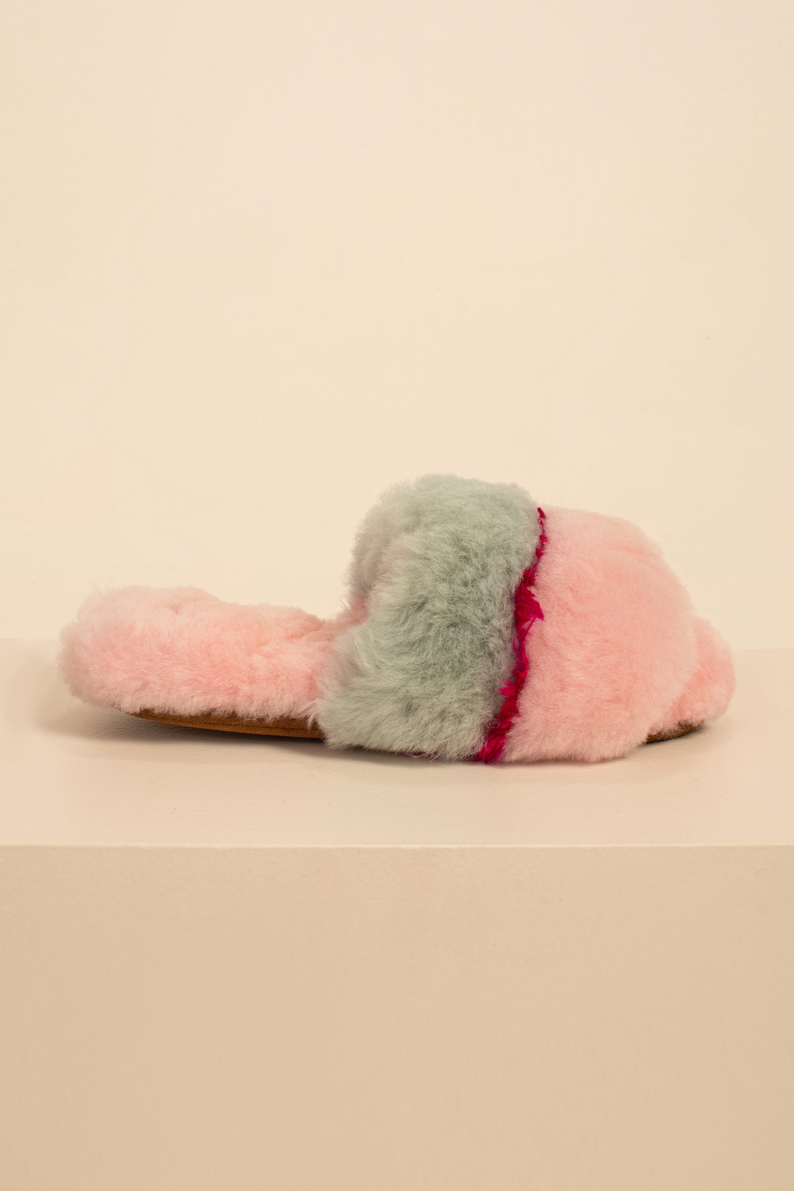 Fuchsia Alpaca fur slippers warm & soft