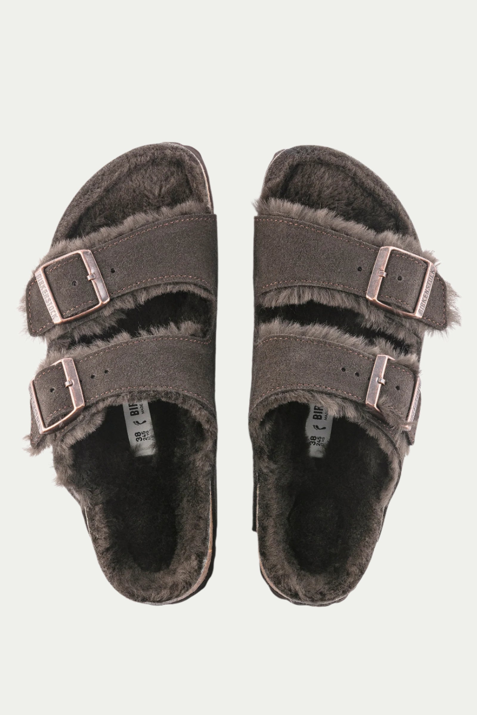 WOMEN'S ARIZONA SHEARLING MINK BROWN SUEDE SANDAL – Trina Turk