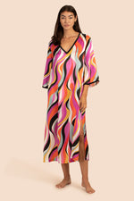 ALLOVER SWIRL SILK CAFTAN NIGHTGOWN in MULTI additional image 1