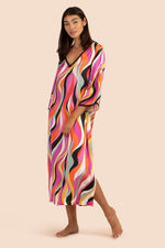 ALLOVER SWIRL SILK CAFTAN NIGHTGOWN in MULTI additional image 3