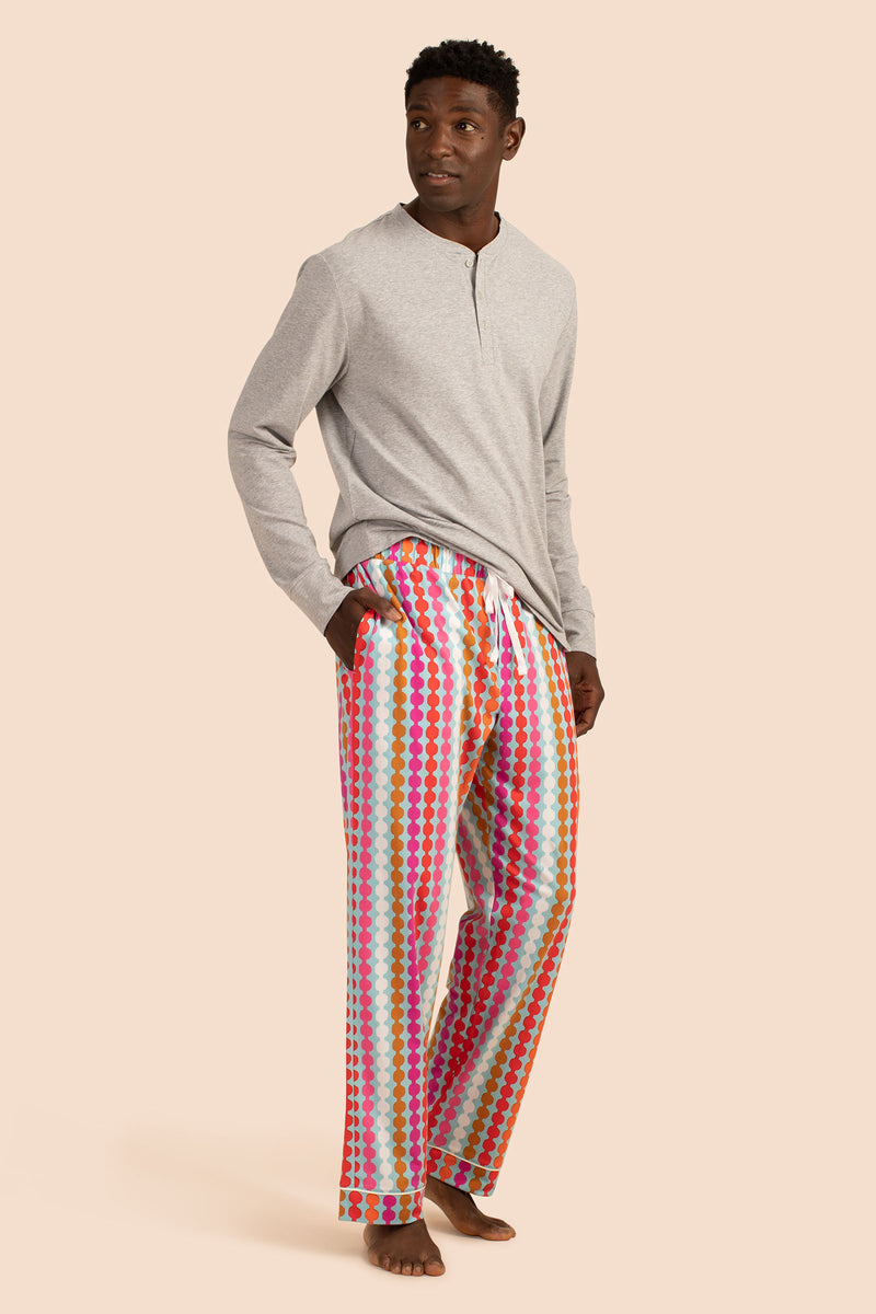 POM MEN'S LONG SLEEVE HENLEY LONG PANT PJ SET in MULTI additional image 2