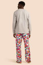 BUBBLE DOTS MEN'S LONG SLEEVE HENLEY LONG PANT PJ SET in MULTI additional image 1