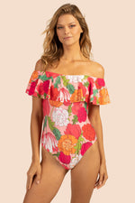 SUNNY BLOOM OFF THE SHOULDER BANDEAU ONE PIECE in MULTI