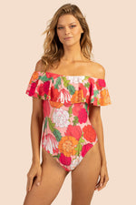 SUNNY BLOOM OFF-THE-SHOULDER BANDEAU ONE PIECE in MULTI