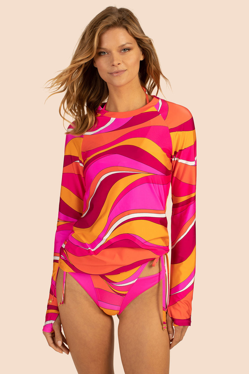 VIVID VISTA LONG-SLEEVE SWIM TEE in MULTI
