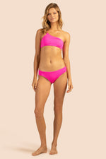 MONACO SOLID ONE SHOULDER BANDEAU TOP in PINK POP PINK additional image 2