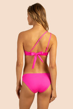 MONACO SOLID ONE SHOULDER BANDEAU TOP in PINK POP PINK additional image 1