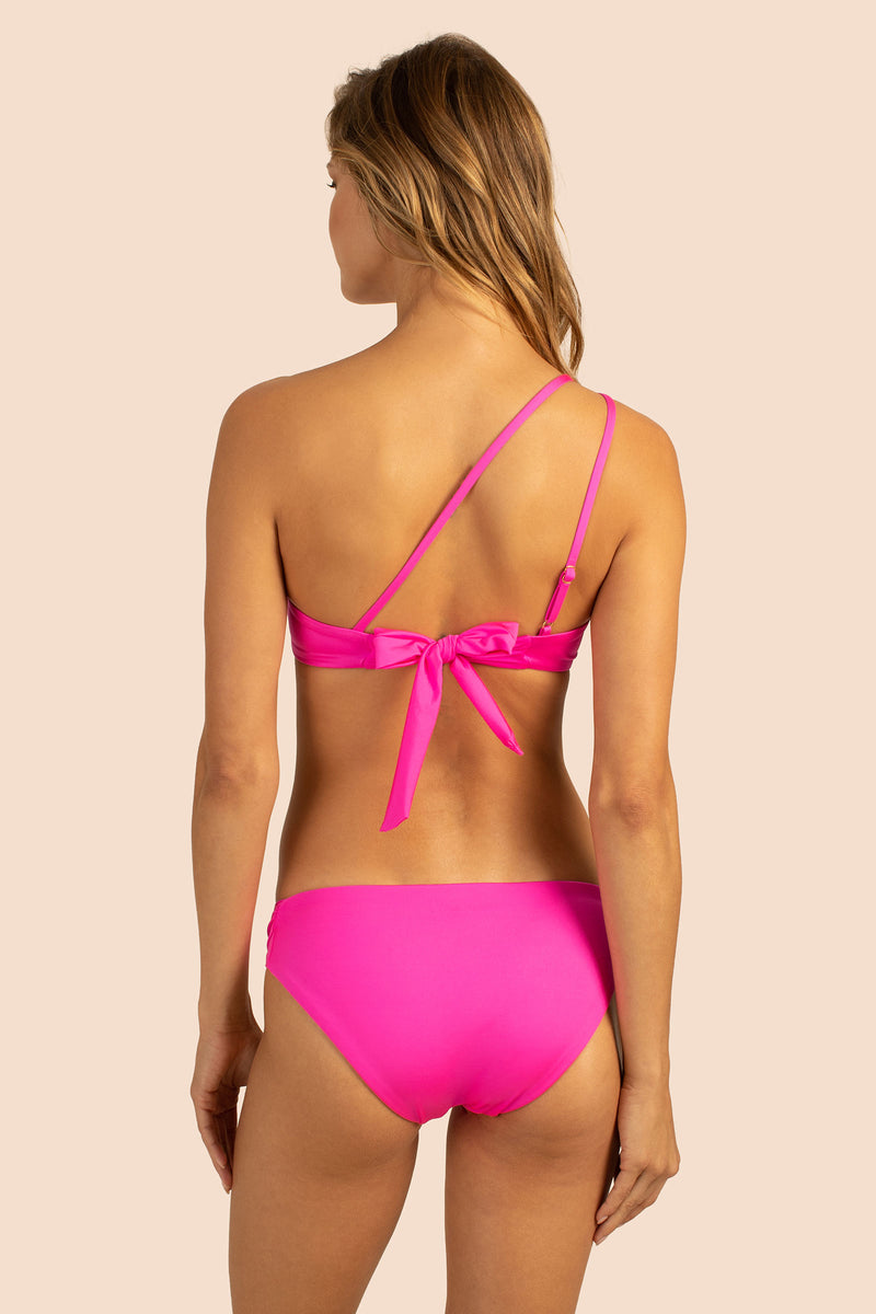 MONACO SOLID 1 SHOULDER BANDEAU TOP in PINK POP PINK additional image 1