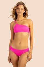 MONACO SOLID 1 SHOULDER BANDEAU TOP in PINK POP PINK