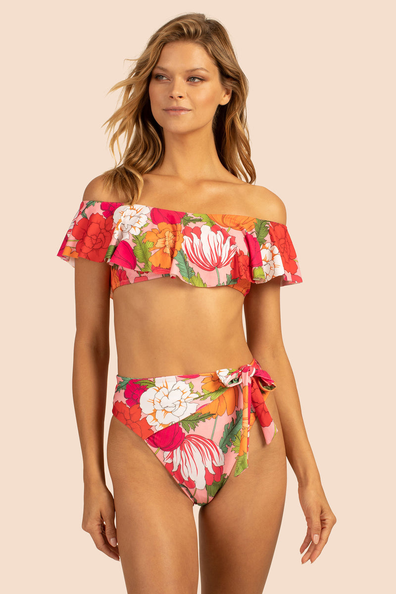 SUNNY BLOOM OFF THE SHOULDER BANDEAU TOP in MULTI