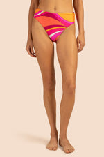VIVID VISTA SHIRRED HIGH WAIST SWIM BOTTOM in MULTI