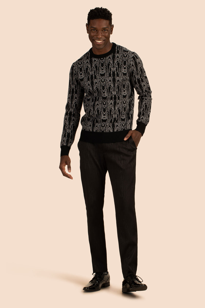 BUCHANAN MOIRE CREW SWEATER in BLACK/WHITE additional image 4