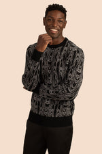 BUCHANAN MOIRE CREW SWEATER in BLACK/WHITE additional image 2