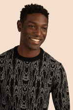 BUCHANAN MOIRE CREW SWEATER in BLACK/WHITE additional image 5