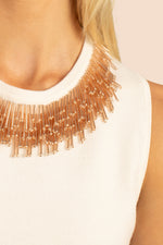 HELENE BEADED TOP in WINTER WHITE/GOLD additional image 3