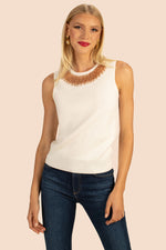 HELENE BEADED TOP in WINTER WHITE/GOLD additional image 1