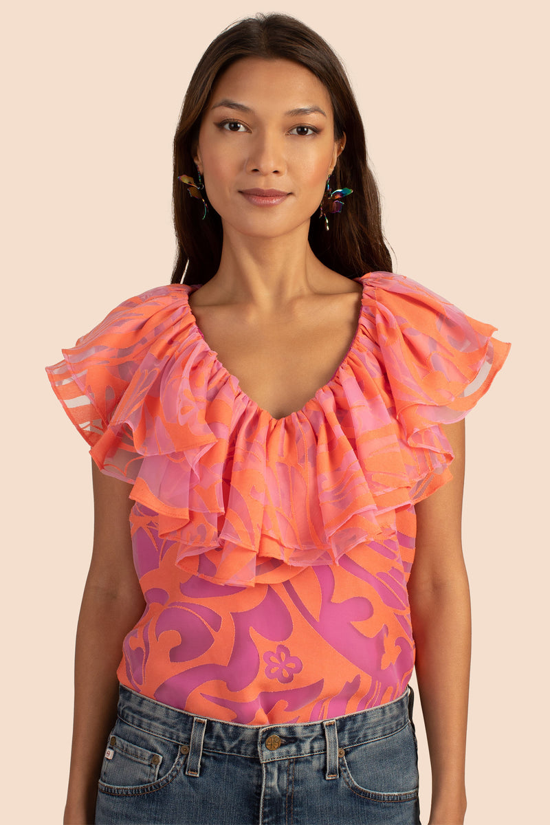 HOLLY TOP in CORAL/HYACINTH