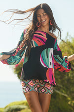 WINDWARD TOP in BLACK MULTI