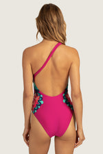 MEDALLION ONE-SHOULDER ONE-PIECE SWIMSUIT in PINK PEPPERCORN additional image 1