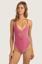 COSMOS CUT-OUT ONE-PIECE MAILLOT SWIMSUIT in PLANETARY PINK