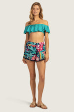 INDIA GARDEN FRINGE SWIM COVER-UP SHORT in MULTI additional image 2