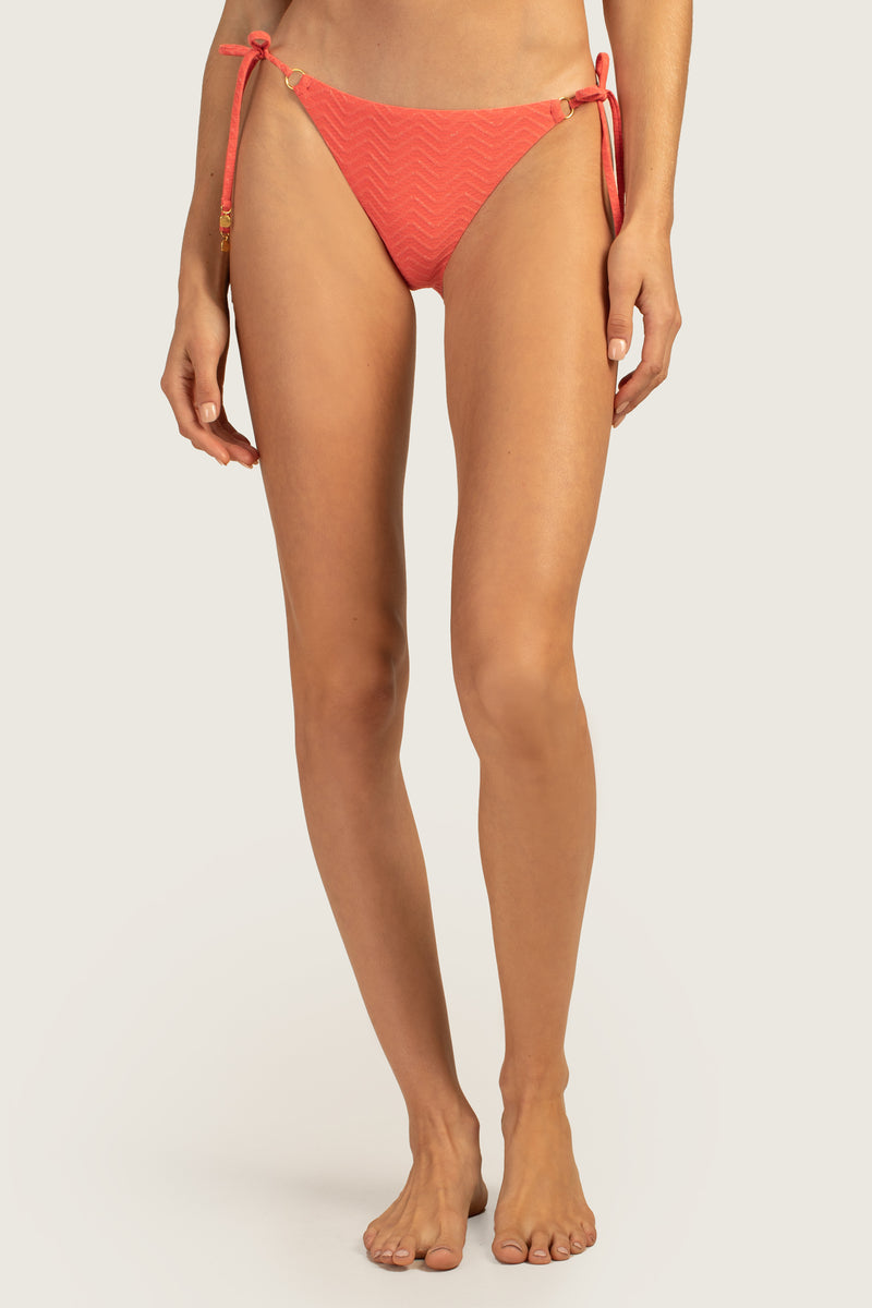 Orange Tie Adjustable Mini Thong Bikini Bottoms