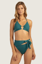 OLYMPIA RIB HALTER TOP in OCEAN BLUE