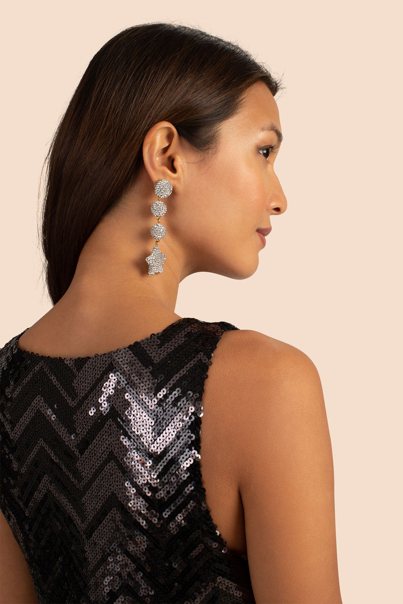 PAVE STAR LINEAR EARRING in CRYSTAL/SILVER additional image 2
