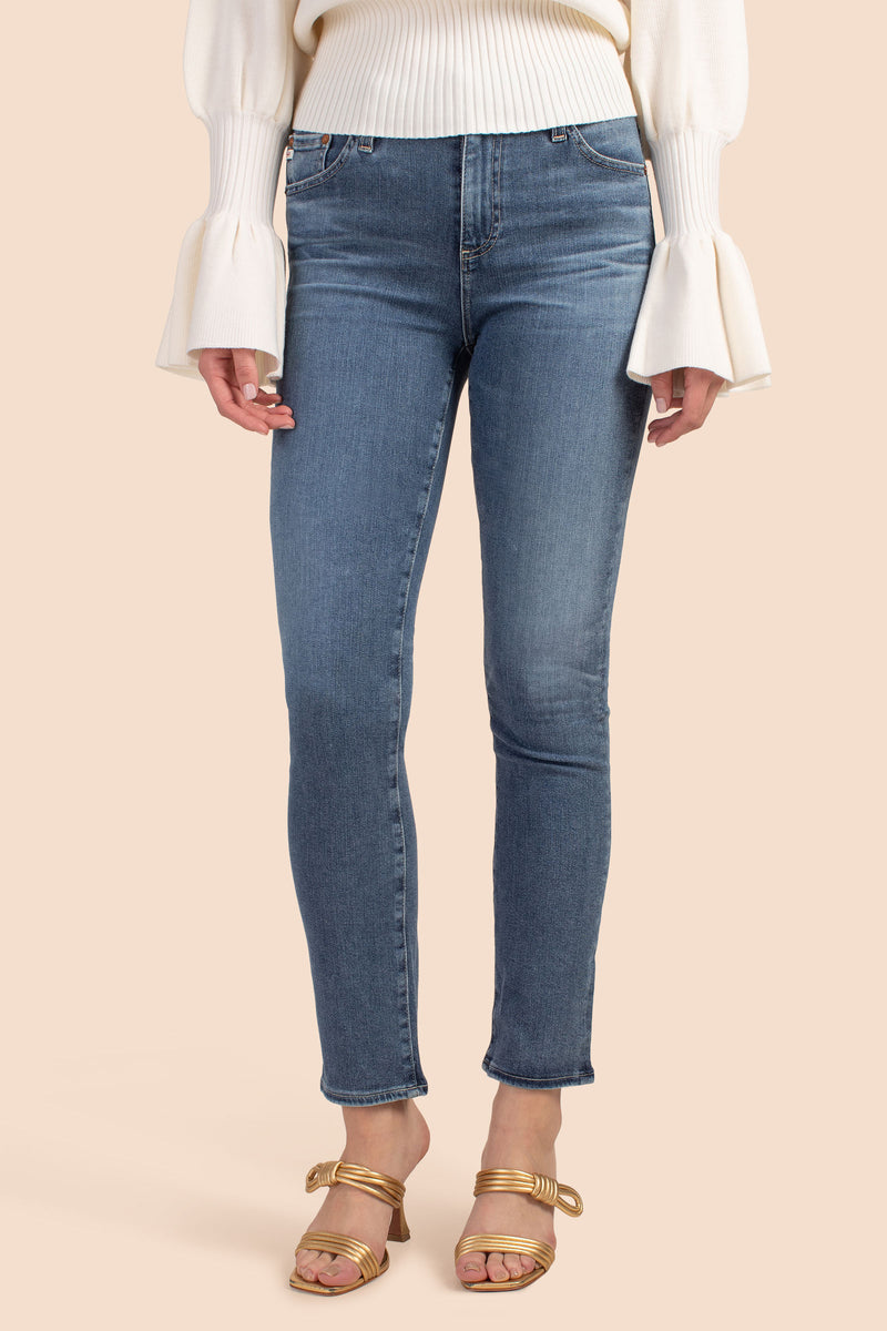 AG MEDIUM WASH MARI HIGH RISE CROP JEAN in BLUE