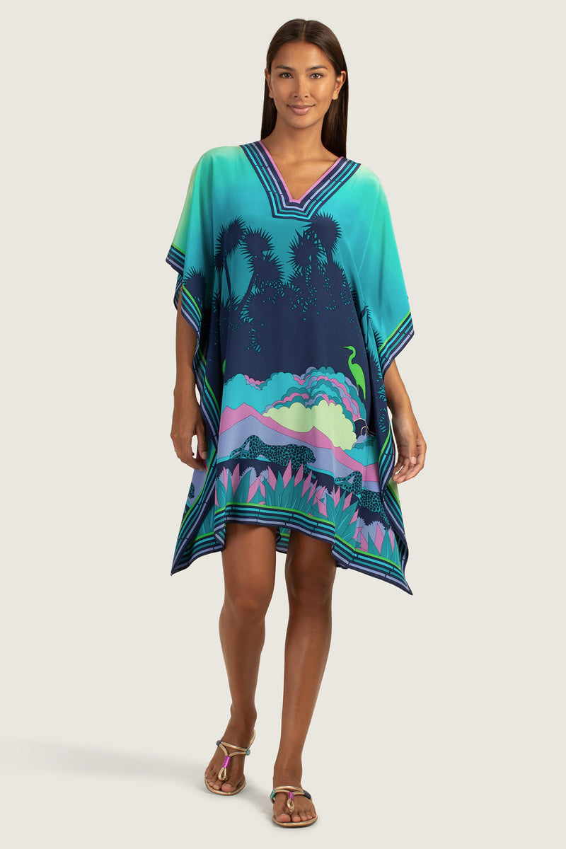 CHEETAHS AND CRANES THEODORA CAFTAN DRESS in MULTI additional image 1